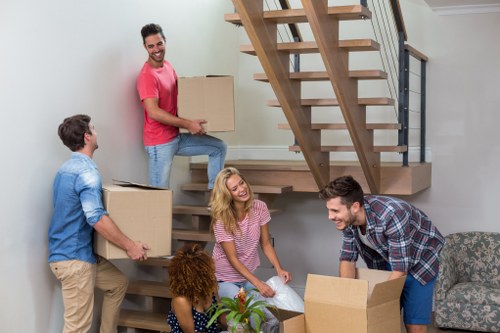 Prepared moving boxes and furniture for a local removal job