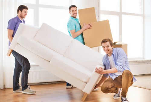Furniture and boxes prepared for a man and van service