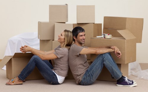 Professional movers handling household items with care
